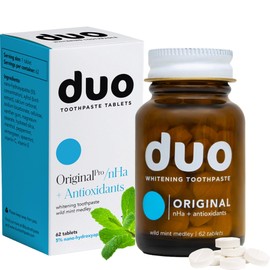 Duo Toothpaste Tablets | Nano-Hydroxyapatite (nHa) Natural Whitening, Remineralize, Reduce Sensitivity | Sustainable & Plastic Free | Dentist Created | Wild Mint Medley - 1 Bottle / 62 Tablets