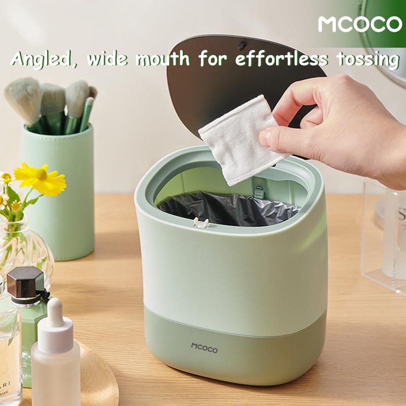 MCOCO Mini Trash Can with Pop Up Lid Portable mini