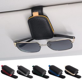 SINGARO - Soporte de anteojos de sol para coche, hebilla magnética de piel, clip para anteojos de sol, clip para almacenamiento de tarjetas de boletos, accesorios interiores del coche para hombres y