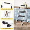 KINGRACK Sturdy Steel 3 Step Ladder, Folding Step Stool with