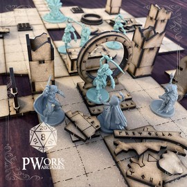 PWORK WARGAMES The Temple - 3D Tactical Maps RPG Fantasy Dungeon Tiles - 3D Tactical Maps, Modular MDF 3mm