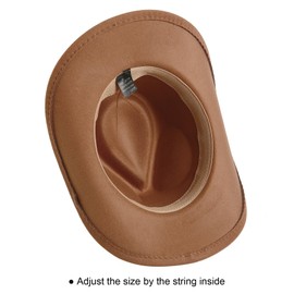 Lanzom Women Men Felt Wide Brim Western Cowboy Hats Belt Buckle Panama Hat(Khaki, Medium)