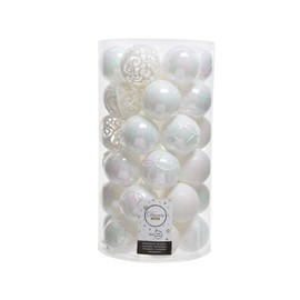 Christmas-Decorations Plastic Baubles 6 cm x 37 Piece Set with Ornaments