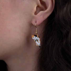 Aneneiceera Vintage Cute Wire Cat Dangle Earrings Gold Cartoon Kitten Earrings Hanging Cat Drop Earrings Animal Cat Shape Earrings Cute Pet Cat Earrings Jewelry for Women (Yellow)