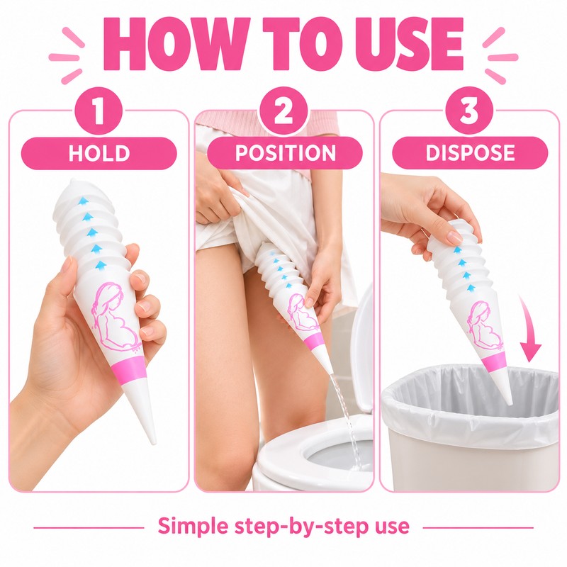 Disposable Female Urination Device 12/24 Pack, Portable Foldable Stand Up