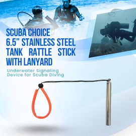 Scuba Choice Scuba Dive 6.5" Stainless Steel Tank Rattle Signal Device Stick with Lanyard, Silver