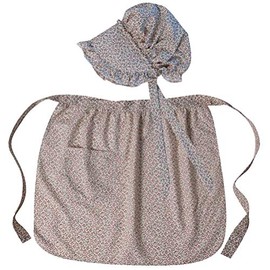 Making Believe Girls Colonial Apron & Deluxe Bonnet Set - 4-8 Years (Chose Color), Cream Calico, Girls 4-8 Years