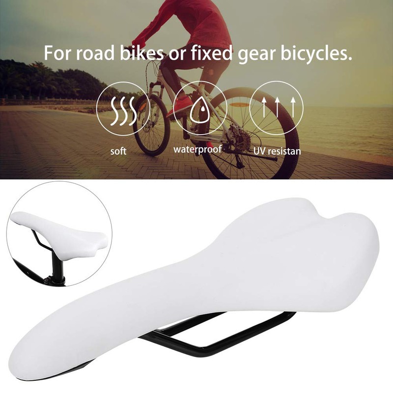 Mountain Road Bike, Comfortable Shockproof Cycling White Saddle Seat Seat
