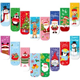 48 Pieces Winter Magnetic Bookmark Snowman Magnetic Page Markers Reindeer Cute Magnetic Page Bookmark for Kids Students School Home Reading Office Holiday Gift