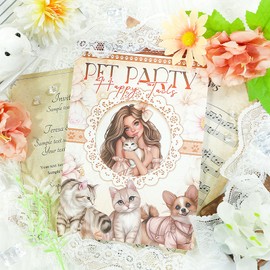 Snycler Scrapbook Sticker Book, Pets Dogs Cats Journaling Stickers, Animal Junk Journal Supplies, Pre-Cut Aesthetic Scrapbooking Stickers for Adults, Decorative Ephemera Bullet Planner DIY Arts Craft