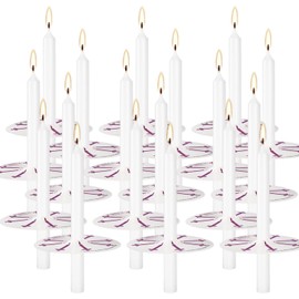 YOROXRG 100 Pcs White Unscented Taper Candle with Drip Protectors, Church Candles, Vigil Candles, Shabbat Candles, Prayer Candles, 5 Inch