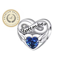 Viola Lovely Charm September Heart Infinity Birthstone Charm For Bracelet, September Charm