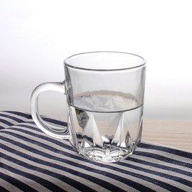 Sizikato 2pcs Clear Glass Drinking Cup with Handle, 8 Oz Teacup Coffee Cup