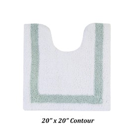 Better Trends Contour Bathroom Rugs 100% Cotton Rugs White & Blue 20" x 20" Extra Soft & Thick, Water Absorbent, Reversible, Machine Washable, Tufted Bath Mats for Toilet Hotel Collection
