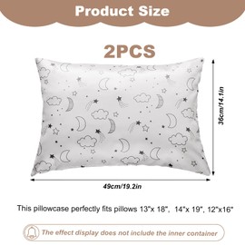 2 Pack Toddler Pillow Cases Baby Silk Satin Pillowcases 49 x 36cm Cot Bed Envelope Pillow Cover Kids Soft Travel Pillow Pair Cases