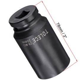 TA-VIGOR 12 Point Socket 1/2" 30mm Metric Spindle Axle Nut Socket Wrench Durable CR-MO Steel 78mm Length Socket for Car Repair Easy Removal