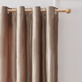 BULBUL Velvet Curtains 96 inch Length- Living Room Taupe Blackout Window Drapes Curtains Thermal Insulated Room Darkening Decor Grommet Curtains for Bedroom Set of 2 Panels
