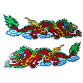 2 Sheets Set - Dragon Dragon Red Sticker Motorsport Motocross Car Tuning Sticker Film 2 Sheets 300 mm x 110 mm Weatherproof or also for Model Making