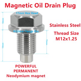 Dsnaduo 1PC M12x1.25 Stainless Steel Magnetic Engine Oil Drain Plug Fit Toyota Corolla 4Runner Camry Highlander Prius RAV4 Sienna Tacoma Venza Yaris Lexus Nissan Infiniti John Deere 90341-12012