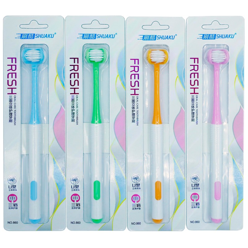 CMHX 3 Sided Autism Toothbrush Three Bristles for Special Needs
