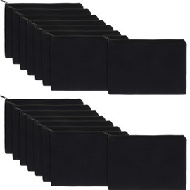 meekoo Paquete de 16 bolsas de cosméticos multiusos con cierre, bolsas de maquillaje de lona, bolsa de aseo de viaje, bolsa de lápices en blanco, bolsa de manualidades (M, negro)