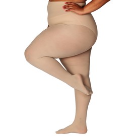 HONENNA Queen Plus Size Tights Semi Opaque Control Top High Waist Stockings Nylons Pantyhose for Women 1X 2X 3X 4X 5X 6X, 1 Pair Tan, 1XL-2XL
