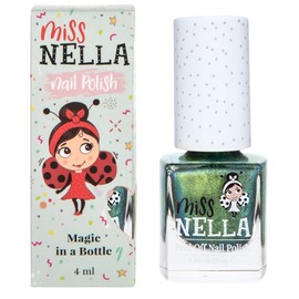 MISS NELLA Alien Poo – Safe Special Green sparkle Nail Polish for Kids, Non-Toxic & Odour Free Formula for Children and Toddlers, Natural Water Based for Easy Peel Off