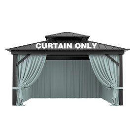 Pakunoda Outdoor Gazebo Curtain Replacement Universal 4-Panel Sidewalls 10' X 13',Outdoor Patio Waterproof Privacy Curtain with Double Zipper for Patio, Canopy, Garden, and Backyard (Curtain Only)