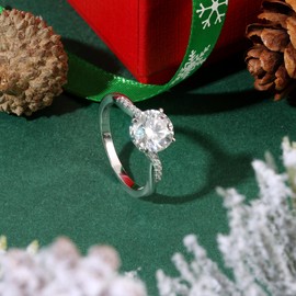 KRKCLIFE Moissanite Engagement Rings, Diamond Rings for Women, Twisted Vine, 1.0CT D Color VVS1 Clarity Round Cut Lab Created Rings in S925 Sterling Silver, Promise Anniversary Rings for Her, 6.5