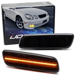 iJDMTOY Black-Out Smoked Lens 36-SMD Amber Full LED Bumper Side Marker Light Kit Compatible With Lexus 1998-05 GS, 2001-05 IS,1998-00 LS, Scion xA, Toyota Prius