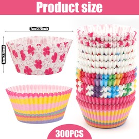 Pack of 300 Muffin Cases Paper, Cupcake Cases Rainbow Paper, Muffins Baking Cases for Baking, Dessert, Party, Birthday, Wedding