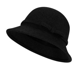Bell Hat Vintage Wool Winter Hat Women's Winter Felt Hat Warm Wool Hat Elegant Winter Hat Felt Women's Hat Classic Wool Hat with Bow Women's Hat One Size Floppy Hat for Travel Leisure