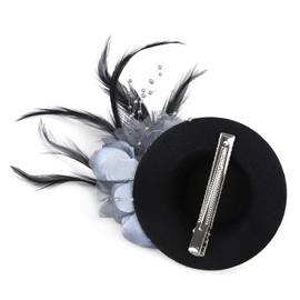 Shiny Flower Fascinator Hat Party Wedding Fascinator Headband Headpiece Hair Clip Mesh Bands Feathers for Women Ladies