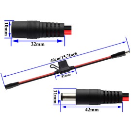 zdyCGTime 14AWG DC 5.5mm x 2.1mm Male to Female Quick Disconnect Wire Harness Extension Cable DC 55 21mm Male to Female Power Cable with Fuse Holder for LED Strip, Surveillance Camera(40cm)