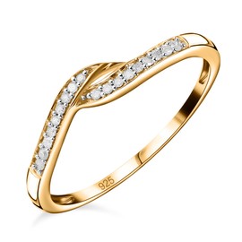 TJC Bypass Ring for Women Size P with Promise Friendship Band in 14ct Gold Plated 925 Sterling Silver April Birthstone