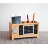 Wooden Pencils Holder Desk Organizer with Perpetual Calendar