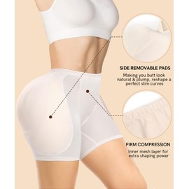 SHAPEBUS Women Butt Lifting Shapewear Tummy Control Panties for Bigger Butt Hip Padded Underwear Faja Body Shaper Beige