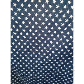 Navy Blue and White Stars Cotton Blend Fabric 59” Wide - per Yard