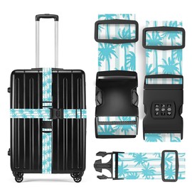 ZSYTZL 2 Pack Luggage Straps, Adjustable Cute Printing with Combination Lock Luggage Straps for Women Men Travel School Business Trips-Coconut Trees