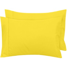 Royale Linens Queen Pillowcase Set of 2 - Bed Pillow Cover - 20" x 30" - Pillowcases - 1800 Brushed Microfiber, Wrinkle & Fade Resistant - Soft & Cozy- Queen Size Pillow Case (Queen, Yellow)