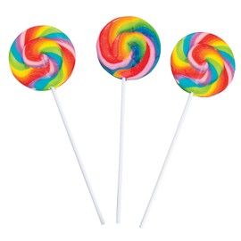 Fun Express Swirl Lollipops, Large, 2 3/4-Inch Suckers, 6-Inch Plastic Stick, Cherry, VBS Vacation Bible School Supplies/Decor Pack of 12