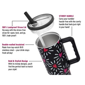 DLOCCOLD 40 oz Tumbler with Handle & Flip Straw, Car Cup Holder Friendly, Leak Resistant Water Bottle, Reusable Insulated Modern Stainless Steel Tumbler, Gifts for Women & Men