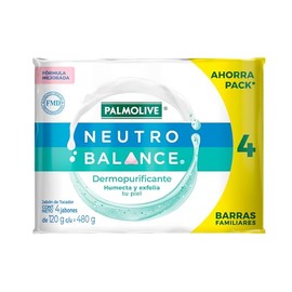 Palmolive Jabón de Baño Neutro Balance Dermo Purificante 4 x 120 g. Elimina Impurezas de tu Piel. Fórmula Suave que Ayuda a Purificar la Piel y Desintoxica