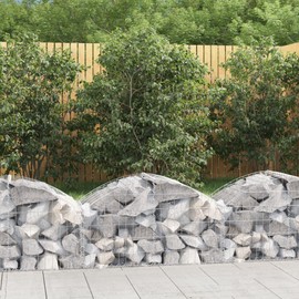 vidaXL Arched Gabion Basket of Galvanized Iron - Sturdy, Corrosion-Resistant Garden Barrier with Easy Assembly and Wide Application, Silver