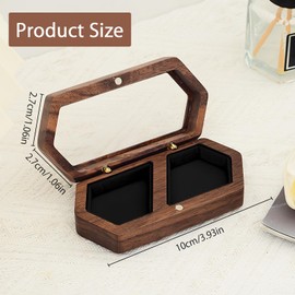 Walnut Wooden Ring Box, Wedding Ring Box, Wedding Ring Box, Wedding Ring Box for Wedding, Velvet, Soft Interior Holder for Wedding, Engagement, Marriage Proposal (Black)