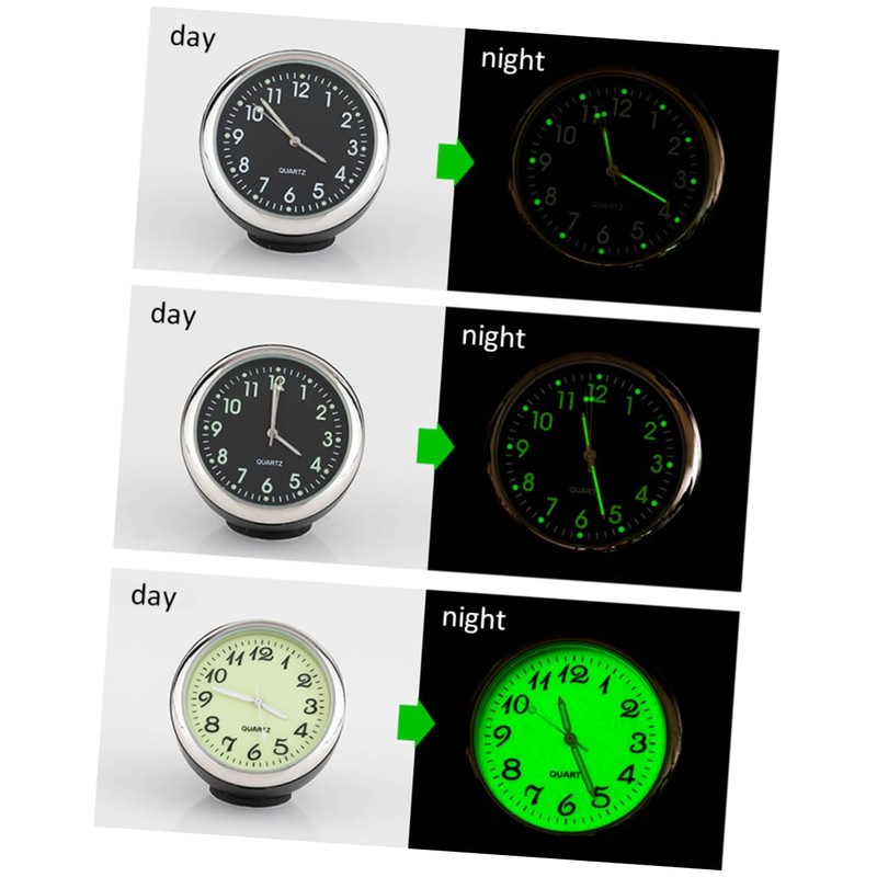 Mobestech Mechanical Thermometer Car Dashboard Clock LED Backlight Durable Metal