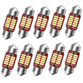 NAKOBO T10 x 31mm LED Room Lamp, Stable Flow, 12-24V, Built-In Canceller, Non-Polarity, 2W, 4014 Elements, 50000 Hours Lifespan, White, 10 Pcs