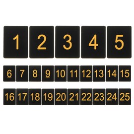 PATIKIL 25PCS Rectangle Number Tags 1-25, 3x4CM Number Key Tags Plastic Numbered for Organizer Drawing Prizes Field Sales Clothes Labels, Black Yellow