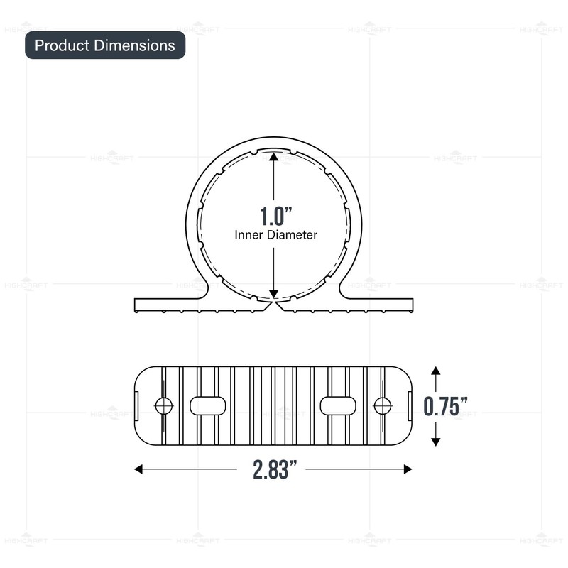 Highcraft PXSTND001-10 PEX 1 in. Standard Suspension Clamp; Hard Plastic