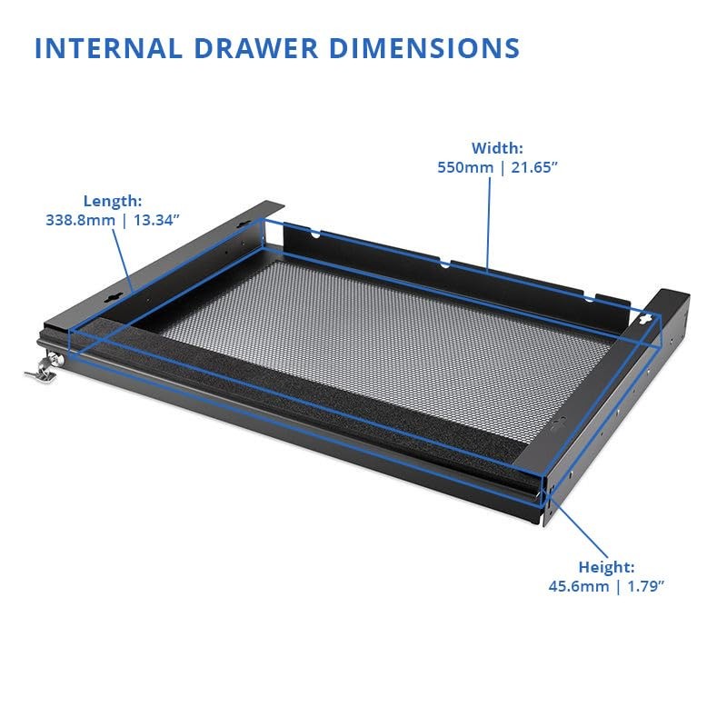 Penn Elcom Under Desk Laptop Drawer, Lockable, for 20” Laptops